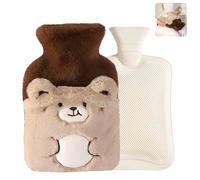 LHLZNB Stitch Hot Water Bottle - Wearable Hot Water Bottle for Adults- Cute and Fluffy Hot Water Bottles for Back Pain Relief - Perfect for Men, Women & Kids - Mini Hot Water Bottle (Brown)