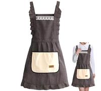LHLZNB stylish aprons for women - perfect cooking aprons for chefs,personalised apron baking & kitchen use, waterproof with pockets, ideal ladies apron gift (black)