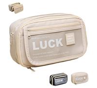 LHLZNB Stylish Pencil case for Girls and Boys - The Pencil case is Cute, with Compartments and a Large Capacity, Perfect for Women, Children, School, Work, and Travel (Off White)