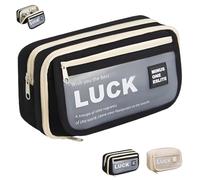 LHLZNB Stylish Pencil case for Girls and Boys - The Pencil case is Cute, with Compartments and a Large Capacity, Perfect for Women, Children, School, Work, and Travel (Black)