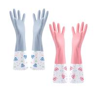 LHLZNB superior gloves medium - premium rubber washing up gloves for ultimate cleaning & dishwashing - durable, cotton-lined kitchen gloves medium & for comfort & protection (Pink+Blue)