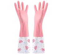 LHLZNB superior gloves medium - premium rubber washing up gloves for ultimate cleaning & dishwashing - durable, cotton-lined kitchen gloves medium & for comfort & protection (pink)