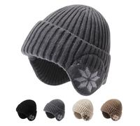 LHLZNB Thickened Ear Protection Winter Hats for Women，Hats，Winter Hats for Men，Winter hat，Warm Fleece Lined Skull Cap for Men Women Windproof Watch Hat Knit Warm (UK, Alpha, S, M, Grey)