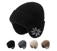 LHLZNB Thickened Ear Protection Winter Hats for Women，Hats，Winter Hats for Men，Winter hat，Warm Fleece Lined Skull Cap for Men Women Windproof Watch Hat Knit Warm (UK, Alpha, S, M, Black)