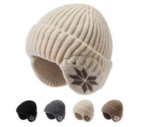 LHLZNB Thickened Ear Protection Winter Hats for Women，Hats，Winter Hats for Men，Winter hat，Warm Fleece Lined Skull Cap for Men Women Windproof Watch Hat Knit Warm (UK, Alpha, S, M, Beige)