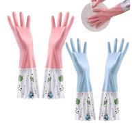 LHLZNB wide mouth Velvet lining Marigold Glove Medium for,washing up gloves large,kitchen gloves for washing dishes,Applicable to kitchen Premium Rubber Gloves for Work (Blue+Pink)