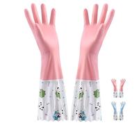 LHLZNB wide mouth Velvet lining Marigold Glove Medium for,washing up gloves large,kitchen gloves for washing dishes,Applicable to kitchen Premium Rubber Gloves for Work (Pink)