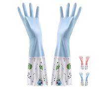 LHLZNB wide mouth Velvet lining Marigold Gloves Medium for Washing Up, Kitchen Dishwashing Premium Rubber Gloves (blue)