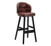 LHNLY-Chair PU Leather Bar Stools Modern Home Décor Breakfast Kitchen Counter Bar Chairs with High Backrest and Solid Wood Legs Footrest