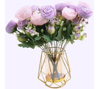 LHNNDM 4 Bunches Fake Peonies Artificial Flowers, Roses Fake Flower, Realistic Flower for Suitable for wedding banquets, party decorations, and home decor (Light purple)