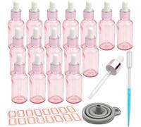 LHNNDM Amber Glass Dropper Bottle 30ml with Glass Eye Dropper, 16-Piece Small Refillable Sample Vials for Essential Oils Perfumes Aromatherapy Chemistry