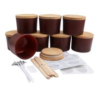 LHNNDM LHNNDM 8 Pace 4 oz Amber Glass Jars, Empty Candle Jar With Bamboo Lids- Spice DIY Candle Making and Multi-Purpose Storage, Powder Containers - Dishwasher Safe (frosted Amber)