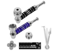 LHOEST 2PCS Pipes Smoking Tobacco Set, Metal Small Pipes with Pipe Screens Filters & Pipe Scraper Cleaner for Tobacco Smoking Accessories, Detachable Pipe for Father, Husband Boyfriend Gift