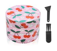 LHOEST Grinder 50MM Crusher 24 Grinding Teeth Metal Grinder Pink Cherry Design Cute Cool 4 Layers Grinders Metal Crusher for Spice Mill with Scraper Plastic Brush