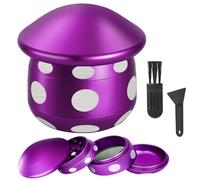 LHOEST Grinder 50MM Crusher 24 Grinding Teeth Metal Grinder Red Purple Mushroom Design Cool 4 Layers Grinders Metal Crusher for Spice Mill with Scraper Plastic Brush
