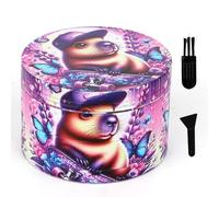 LHOEST Large Grinder 63MM Crusher 40 Grinding Teeth Capybara Grinder Metal Tree Design Cool 4 Layers Grinders Metal Crusher for Spice Mill with Scraper and Plastic Brush