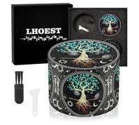 LHOEST Large Grinder 63MM Crusher 40 Grinding Teeth Metal Grinder Tree Design Cool 4 Layers Grinders Metal Crusher for Spice Mill with Scraper and Plastic Brush (Starry Sky Tree)