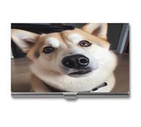 LHOKDR Business Card Holder,Metal Case Pocket,Holder for Women & Men,Credit Card Case Animal Dog Photo Print Card Case for Business Cards