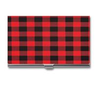 LHOKDR Business Card Holder,Metal Case Pocket,Holder for Women & Men,Credit Card Case Buffalo Check Print Card Case for Business Cards