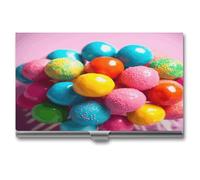 LHOKDR Business Card Holder,Metal Case Pocket,Holder for Women & Men,Credit Card Case Candy Print Card Case for Business Cards