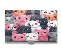 LHOKDR Business Card Holder,Metal Case Pocket,Holder for Women & Men,Credit Card Case Cute Kittens Print Card Case for Business Cards