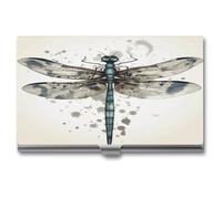 LHOKDR Business Card Holder,Metal Case Pocket,Holder for Women & Men,Credit Card Case Modern Dragonfly Print Card Case for Business Cards