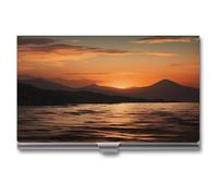 LHOKDR Business Card Holder,Metal Case Pocket,Holder for Women & Men,Credit Card Case Mountain And Water At Sunset Print Card Case for Business Cards