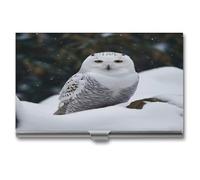 LHOKDR Business Card Holder,Metal Case Pocket,Holder for Women & Men,Credit Card Case Snow Owl Print Card Case for Business Cards
