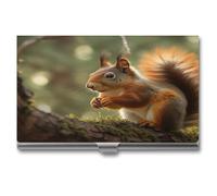 LHOKDR Business Card Holder,Metal Case Pocket,Holder for Women & Men,Credit Card Case Wildlife Squirrel Print Card Case for Business Cards
