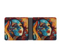 LHOKDR Pocket Wallet, Abstract Colored Woman Face Printed Multifunctional Wallet,simple Travel Wallet,unisex Wallet, black, One Size, Contemporary