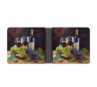 LHOKDR Pocket Wallet, Art Red Wine Galsses & Grapes Printed Multifunctional Wallet,simple Travel Wallet,unisex Wallet, black, One Size, Contemporary