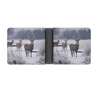 LHOKDR Pocket Wallet, Deer on Frozen Wilderness Printed Multifunctional Wallet,simple Travel Wallet,unisex Wallet, black, One Size, Contemporary