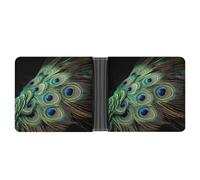 LHOKDR Pocket Wallet, Green Peacock Feather Printed Multifunctional Wallet,simple Travel Wallet,unisex Wallet, black, One Size, Contemporary