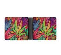 LHOKDR Pocket Wallet, MultiColor Leaf Weed Art Printed Multifunctional Wallet,simple Travel Wallet,unisex Wallet, black, One Size, Contemporary