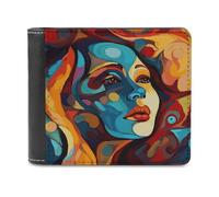 LHOKDR Portable Card Holder Wallet, Abstract Colored Woman Face Printed Multifunctional Wallet,simple Travel Wallet,unisex Wallet, black, One Size, Contemporary