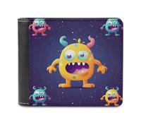 LHOKDR Portable Card Holder Wallet, Cartoon Colorful Monster Printed Multifunctional Wallet,simple Travel Wallet,unisex Wallet, black, One Size, Contemporary