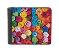 LHOKDR Portable Card Holder Wallet, Colorful Buttons Printed Multifunctional Wallet,simple Travel Wallet,unisex Wallet, black, One Size, Contemporary