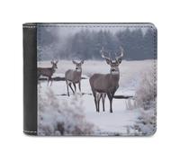 LHOKDR Portable Card Holder Wallet, Deer on Frozen Wilderness Printed Multifunctional Wallet,simple Travel Wallet,unisex Wallet, black, One Size, Contemporary