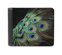 LHOKDR Portable Card Holder Wallet, Green Peacock Feather Printed Multifunctional Wallet,simple Travel Wallet,unisex Wallet, black, One Size, Contemporary