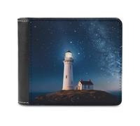LHOKDR Portable Card Holder Wallet, Lighthouse Under Starry Night Printed Multifunctional Wallet,simple Travel Wallet,unisex Wallet, black, One Size, Contemporary
