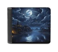 LHOKDR Portable Card Holder Wallet, Moonlit Night Printed Multifunctional Wallet,simple Travel Wallet,unisex Wallet, black, One Size, Contemporary