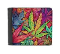 LHOKDR Portable Card Holder Wallet, MultiColor Leaf Weed Art Printed Multifunctional Wallet,simple Travel Wallet,unisex Wallet, black, One Size, Contemporary