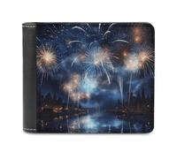 LHOKDR Portable Card Holder Wallet, New Year Pyrotechnics Printed Multifunctional Wallet,simple Travel Wallet,unisex Wallet, black, One Size, Contemporary