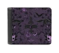 LHOKDR Portable Card Holder Wallet, Purple Black Goth Spooky Printed Multifunctional Wallet,simple Travel Wallet,unisex Wallet, black, One Size, Contemporary