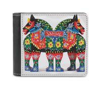 LHOKDR Portable Card Holder Wallet, Runner Swedish Dala Horse Folk Printed Multifunctional Wallet,simple Travel Wallet,unisex Wallet, black, One Size, Contemporary
