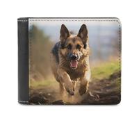 LHOKDR Portable Card Holder Wallet, Running German Shepherd Dog Printed Multifunctional Wallet,simple Travel Wallet,unisex Wallet, black, One Size, Contemporary