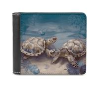 LHOKDR Portable Card Holder Wallet, Two Turtles And Shells Printed Multifunctional Wallet,simple Travel Wallet,unisex Wallet, black, One Size, Contemporary