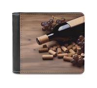 LHOKDR Portable Card Holder Wallet, Wine Bottle Corks Grapes Printed Multifunctional Wallet,simple Travel Wallet,unisex Wallet, black, One Size, Contemporary