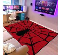 LHOMKCV 3D Spider Gaming Rug, 120x180cm, Cool Black Spider Web Large Rugs Living Room, Illusion Room Decor Washable Red Carpets Non Slip Door Mat Dust Trapper Water Absorbent Accent Carpets