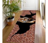 LHOMKCV 3D Wild Animal Runner Rugs, 100x300cm, Modern Realistic Brick Tiger Optical Illusion Long Hallway Rug, Soft Easy-Washing Durable Floor Mat for Living Room Bedroom